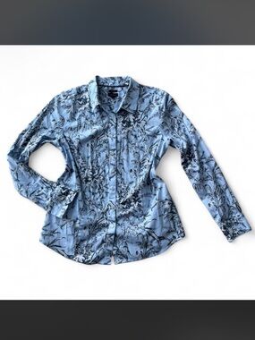 Talbots Blue Floral Long-Sleeve Button-Down Shirt